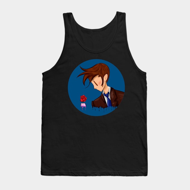 10th Doctor with a rose Tank Top by timelord_jay1